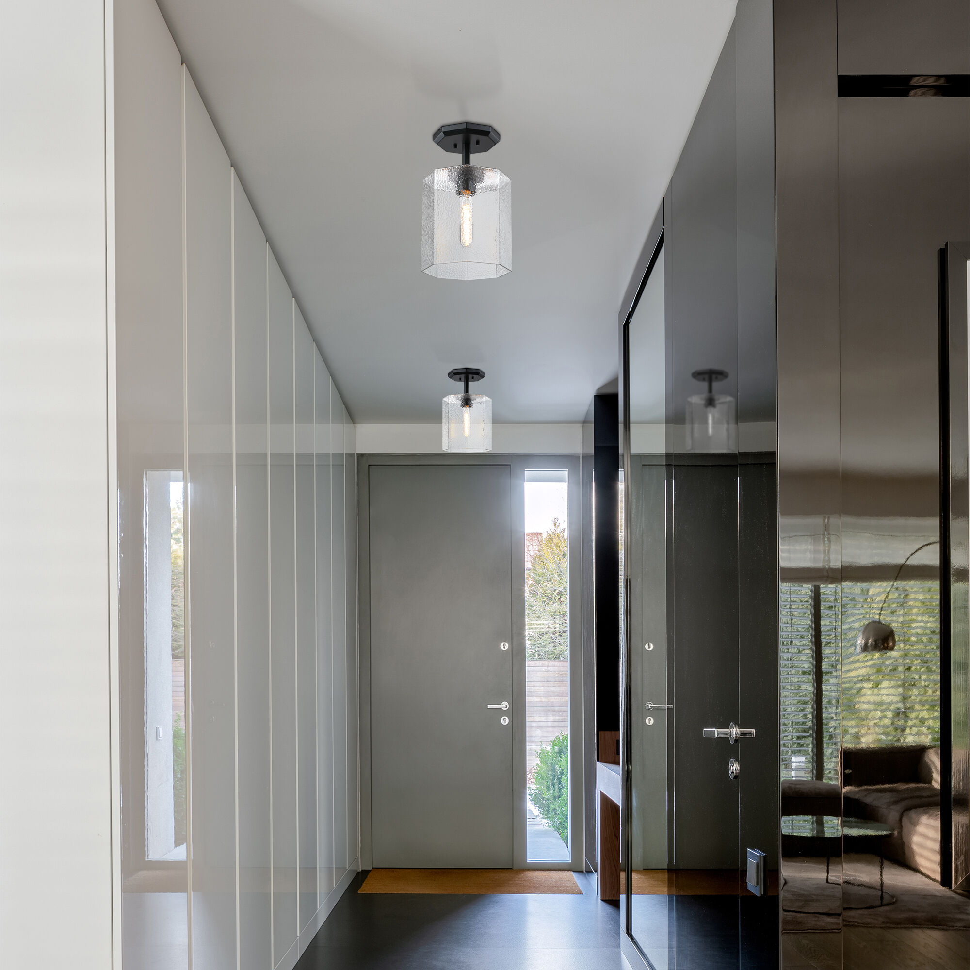 Haven LED 10 inch Matte Black Semi-Flush Mount Ceiling Light