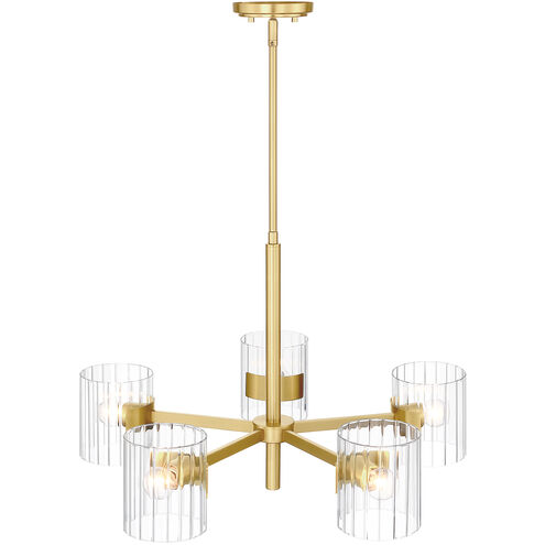 Aries 5 Light 28 inch Brushed Gold Chandelier Ceiling Light