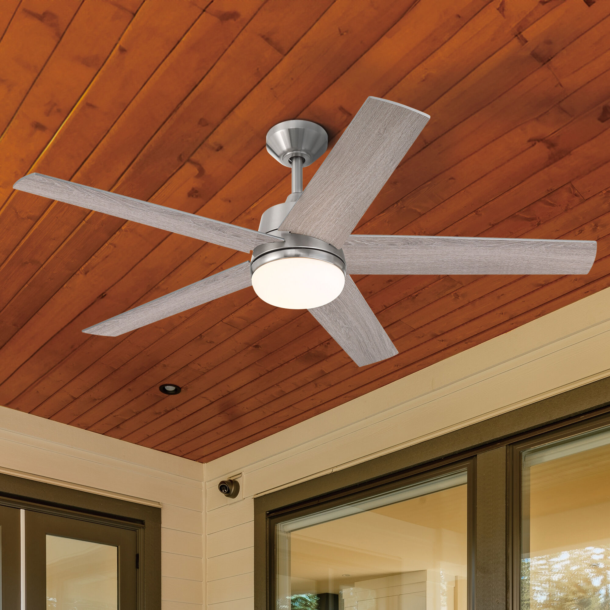 Astrea 52 inch Brushed Nickel with Reversible PSilver/Pearl Gray Blades Smart Color Fan