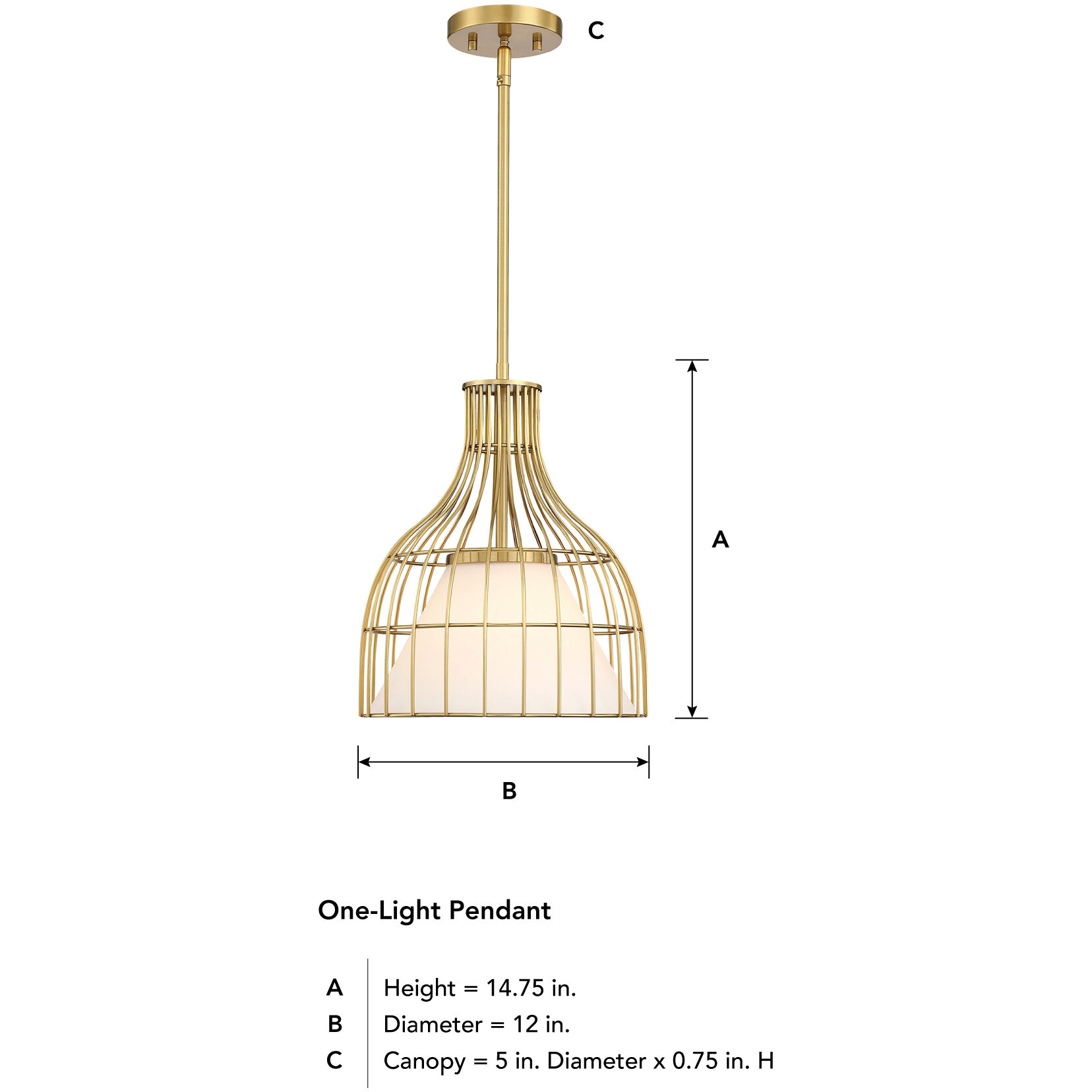 Evensong LED 12 inch Brushed Gold Pendant Ceiling Light