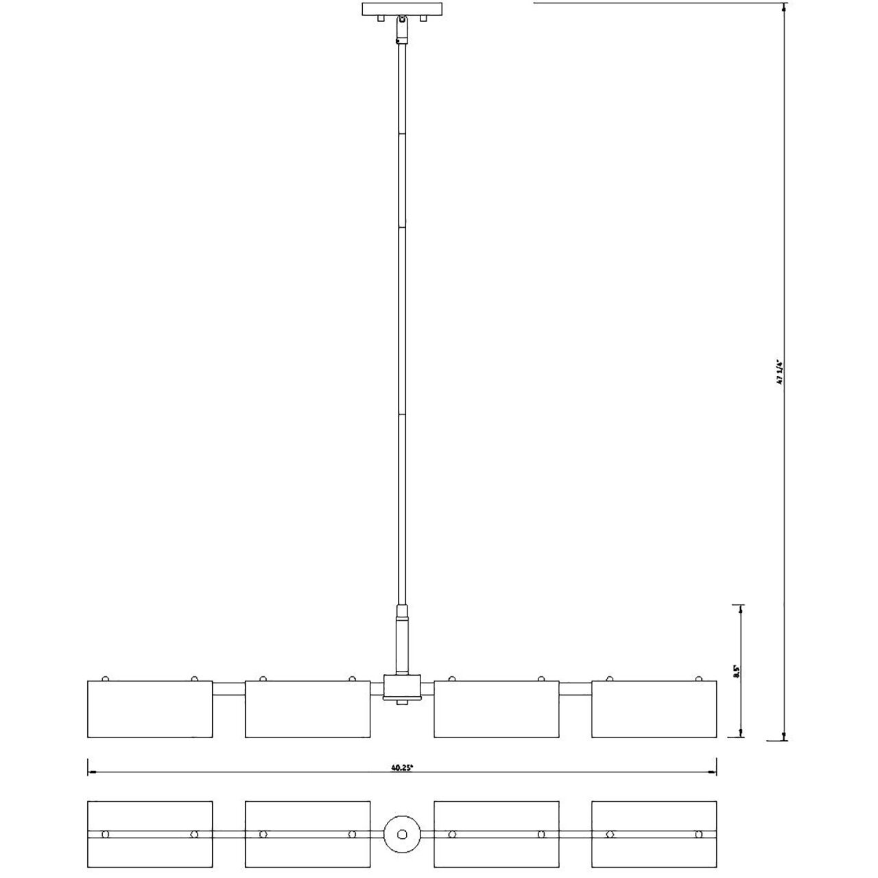 Latitude 4 Light 4.25 inch Brushed Gold Island Light Ceiling Light