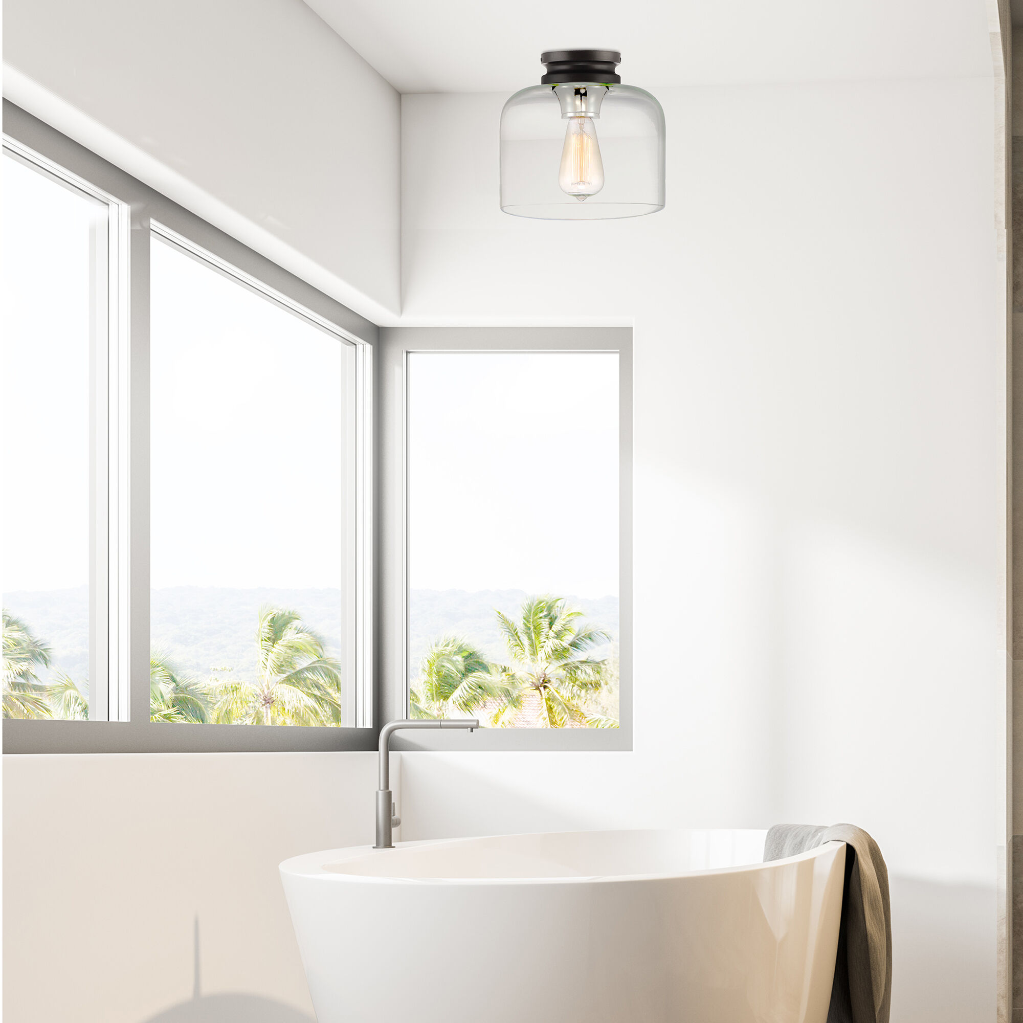 Ezra 1 Light 9 inch Vintage Bronze Flushmount Ceiling Light