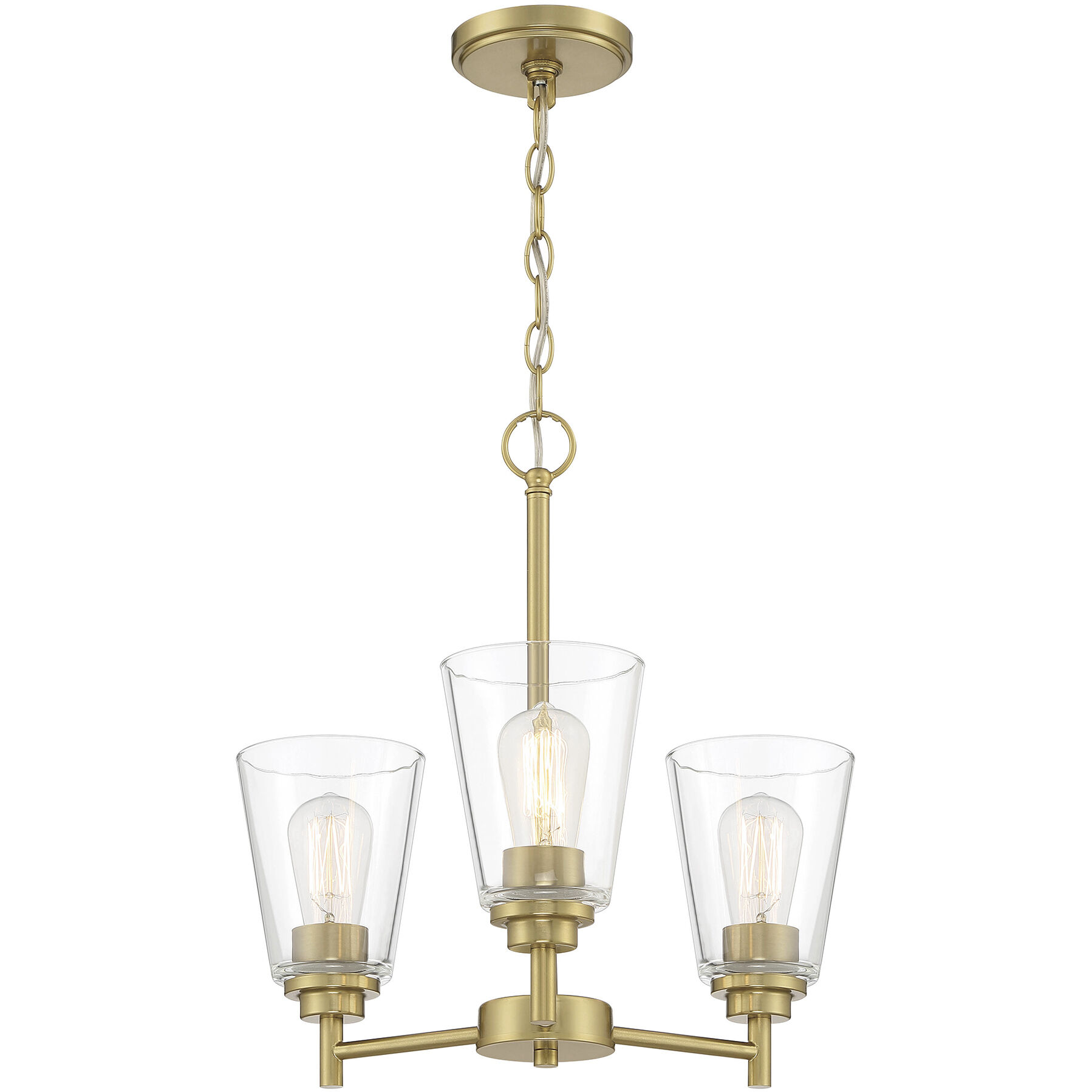 Westin 3 Light 18 inch Brushed Gold Chandelier Ceiling Light