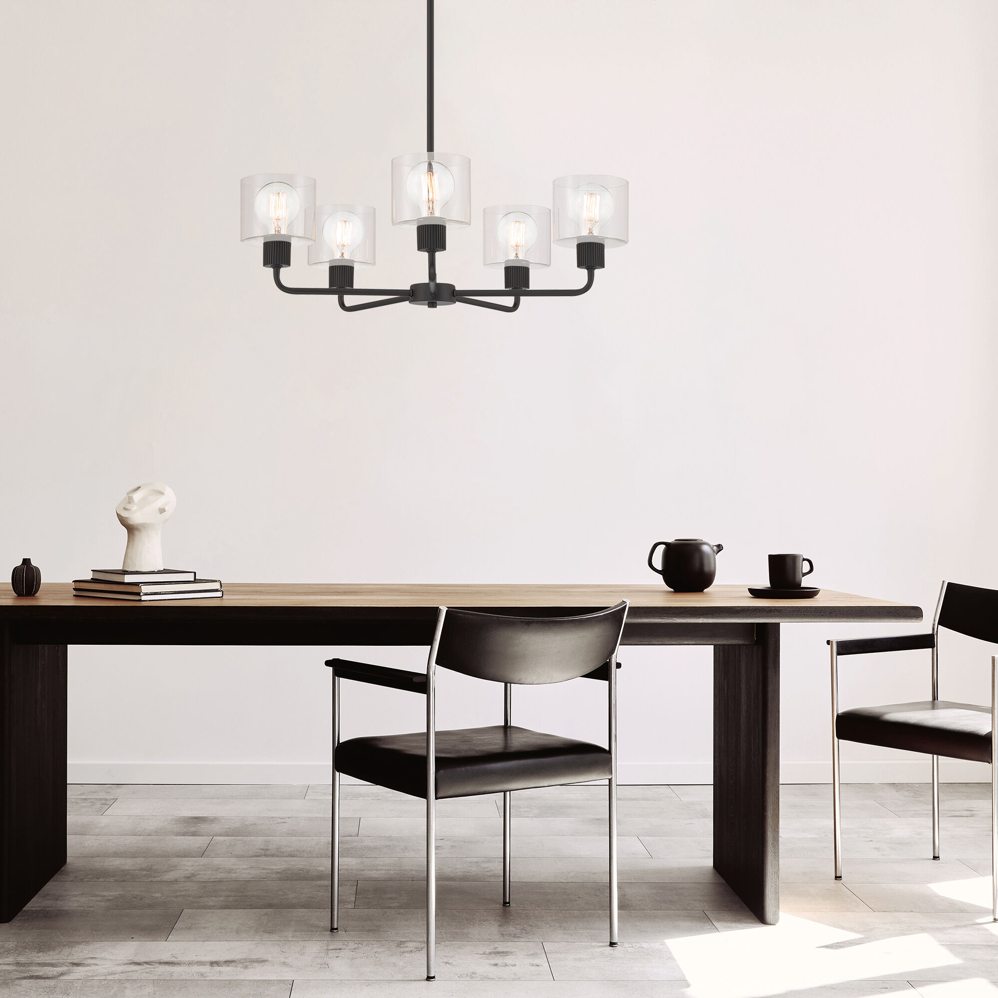 Vibrato 5 Light 27 inch Matte Black Chandelier Ceiling Light