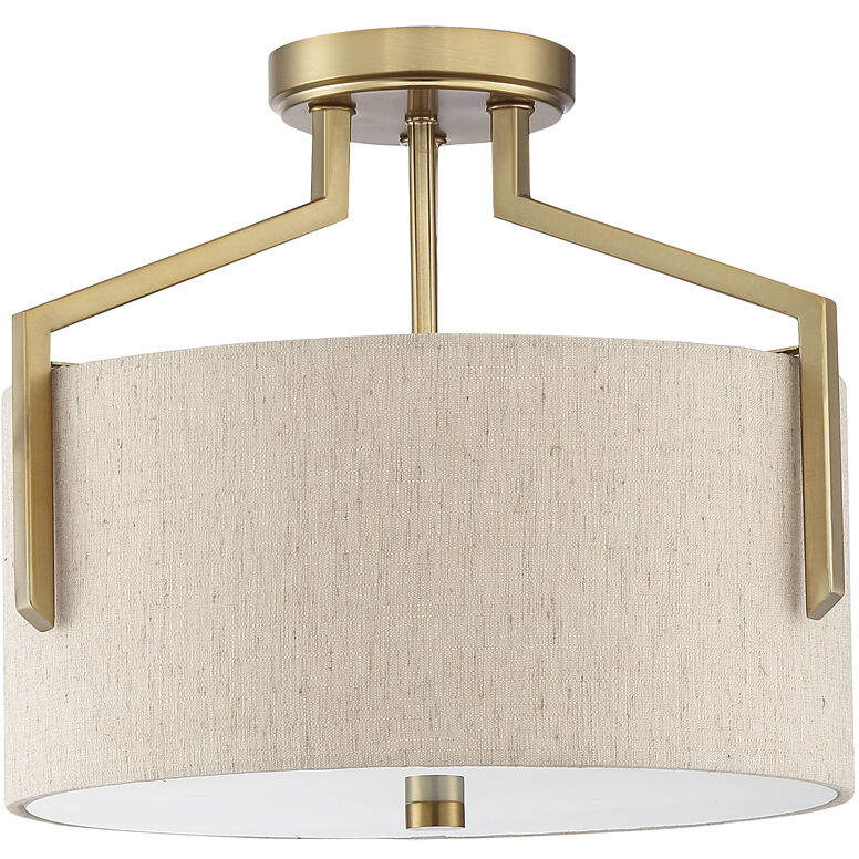Elara 3 Light 15 inch Brushed Gold Semi-Flush Ceiling Light