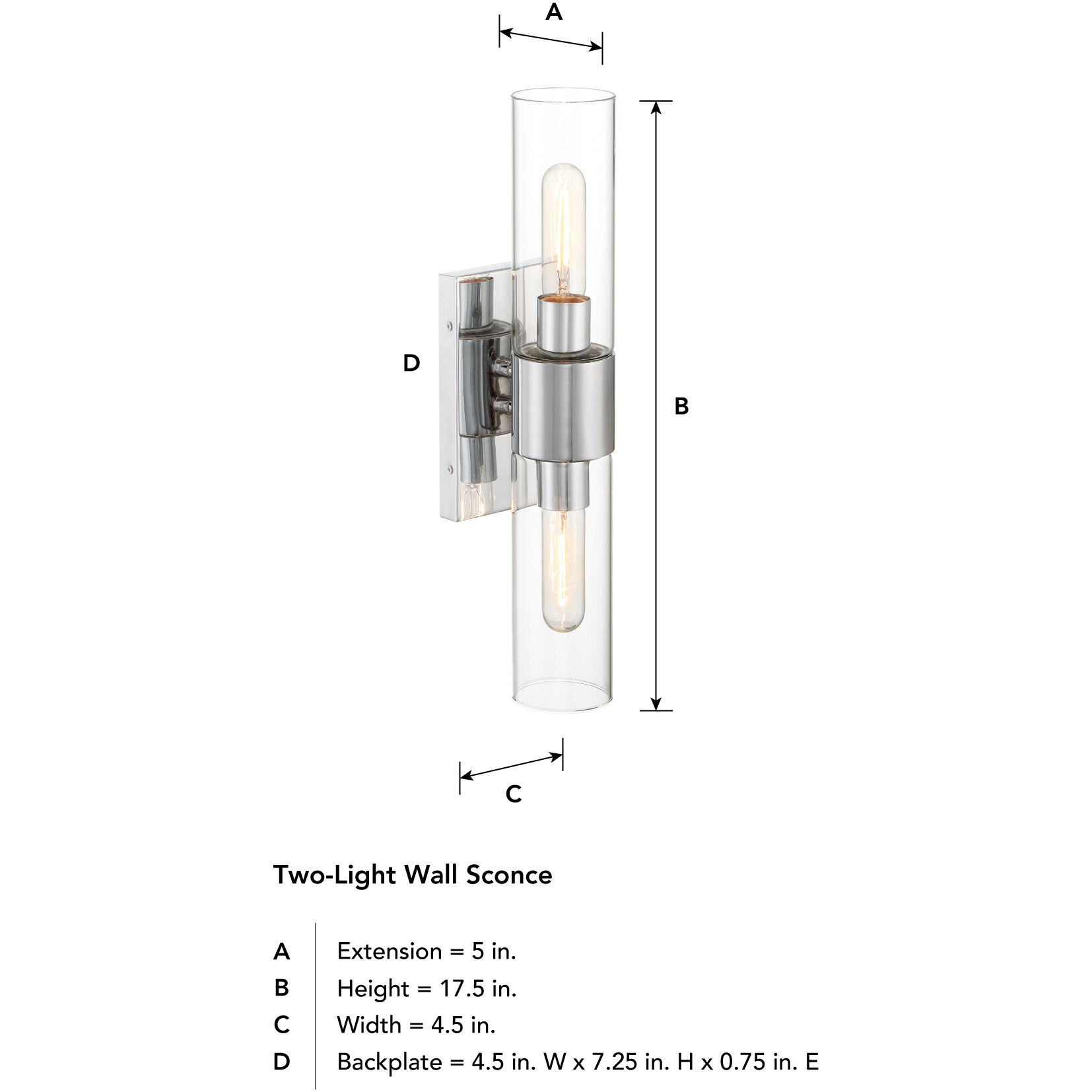 Anton 2 Light 4.5 inch Chrome Wall Sconce Wall Light