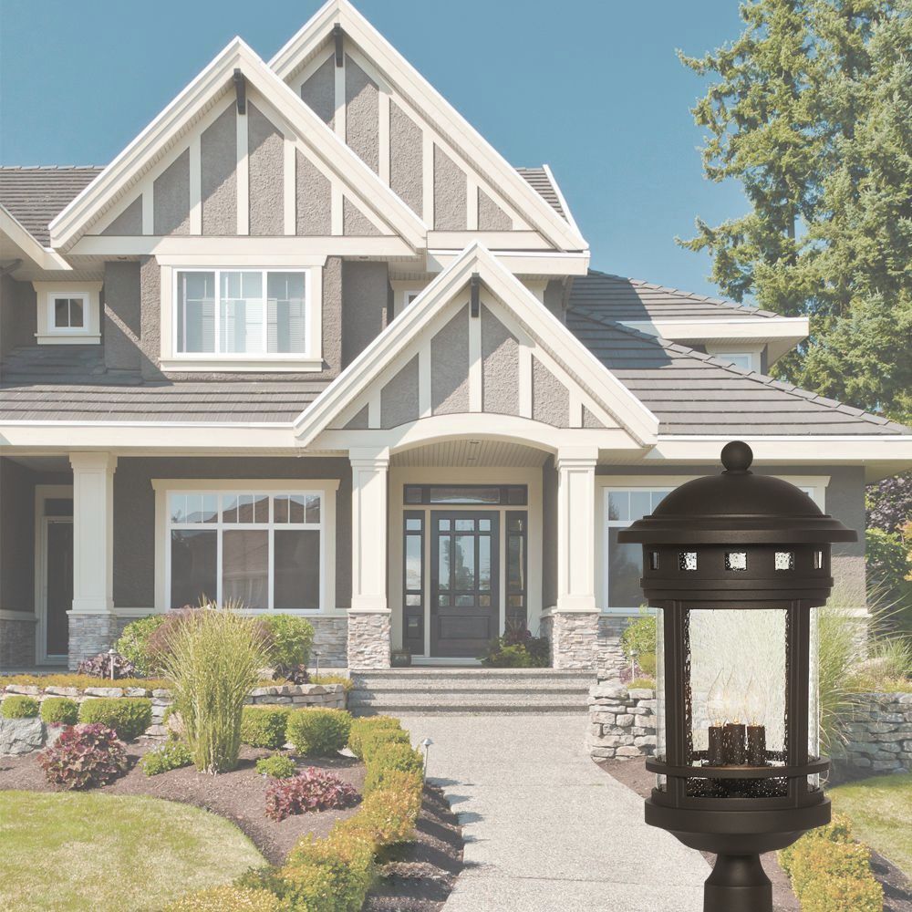 Sedona 3 Light 23 inch Oil Rubbed Bronze Outdoor Post Lantern in Seedy