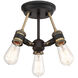 Miles 3 Light 13 inch Vintage Bronze Semi-Flush Ceiling Light