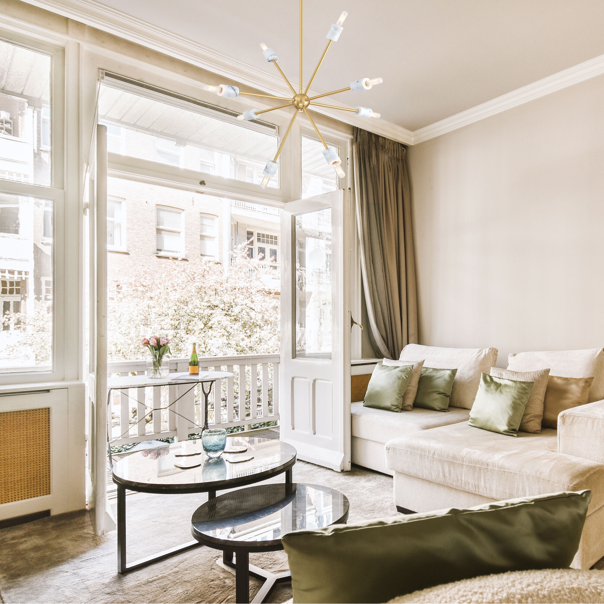 Star Dust 8 Light 28 inch Brushed Gold Chandelier Ceiling Light