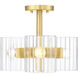 Aries 3 Light 15 inch Brushed Gold Semi-Flush Mount Ceiling Light