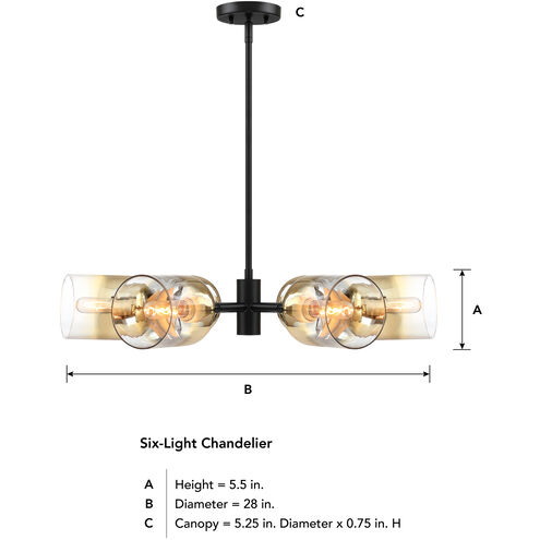 Gatsby 6 Light 28 inch Matte Black Chandelier Ceiling Light