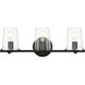 Matteson 3 Light 24.75 inch Matte Black Bath Bar Wall Light