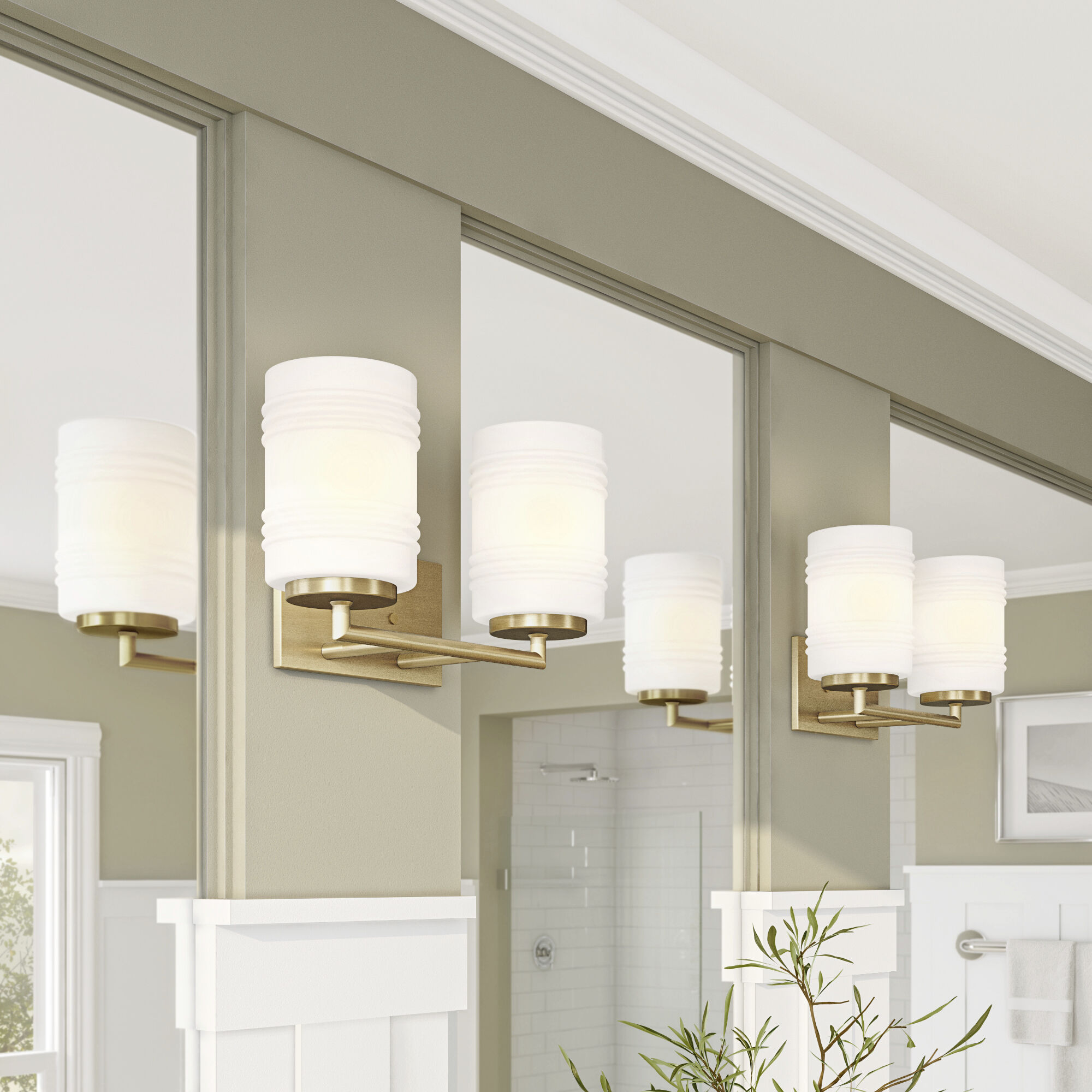 Designers Fountain D257M 2B BG Leavenworth Brushed Gold 2 Light Vanity Lighting