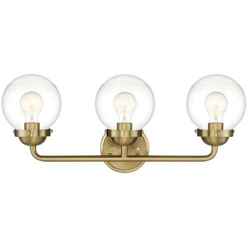 Knoll 3 Light 24 inch Brushed Gold Bath Bar Wall Light