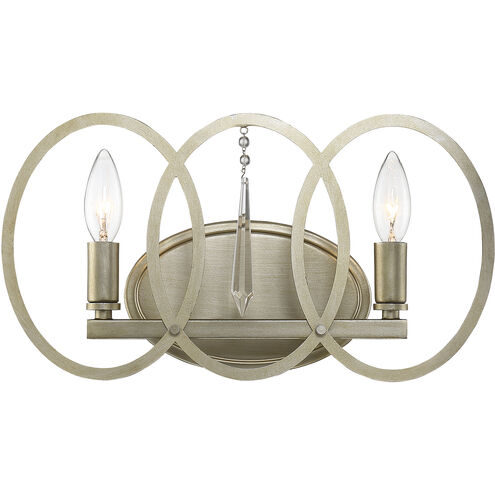 Hutton 2 Light 15.5 inch Sterling Gold Bath Bar Wall Light