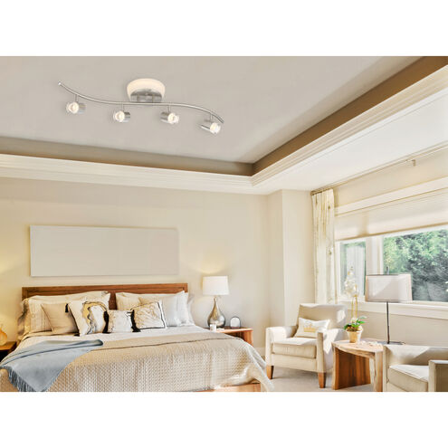 EnviroLite 4 Light 120 Brushed Nickel Track Kit/Flush Mount Combo Ceiling Light, S-Shaped Bar