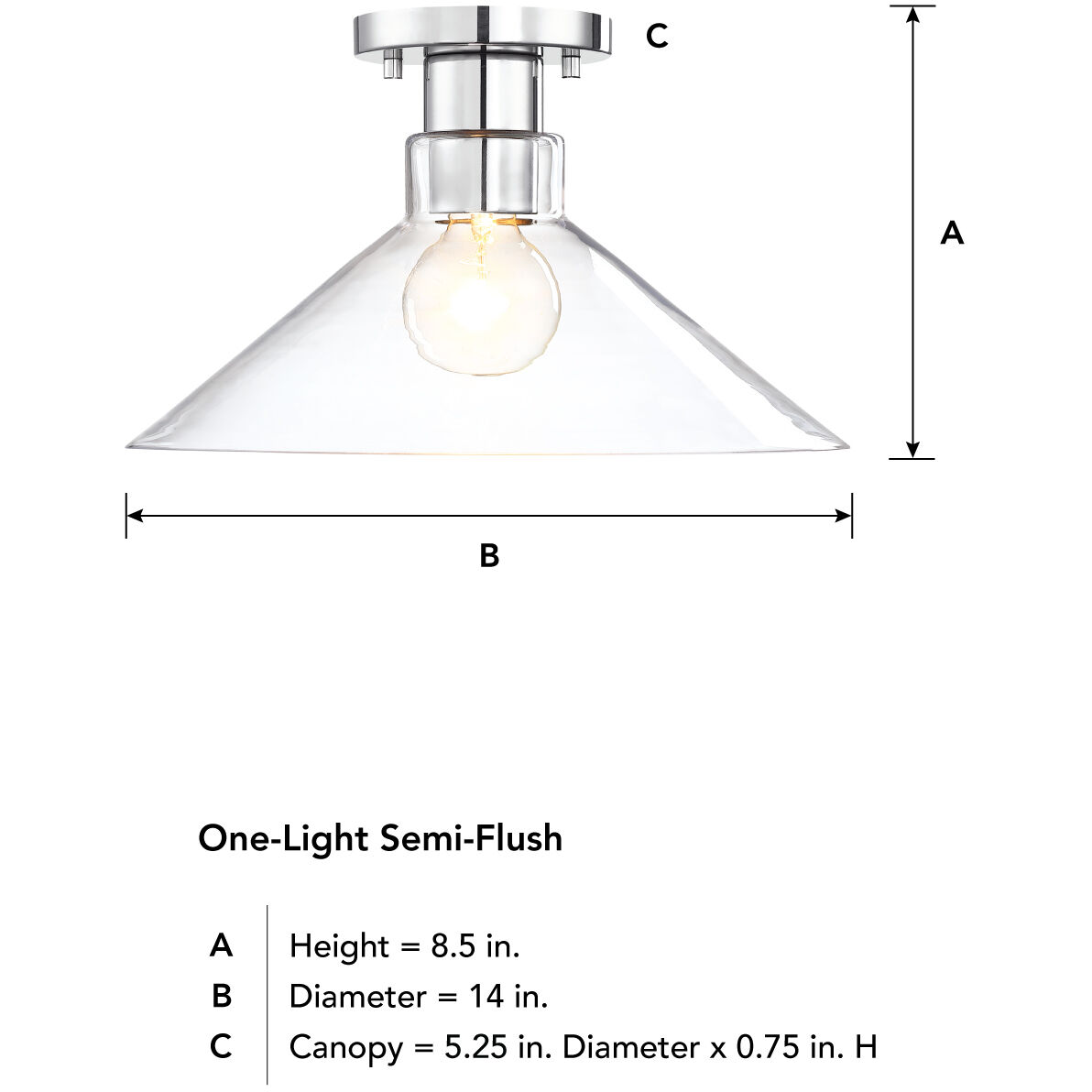 Leena 1 Light 14 inch Polished Nickle Semi Flush Mount Ceiling Light in Polished Nickel