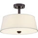 Studio 2 Light 15 inch Satin Bronze Semi-Flush Ceiling Light