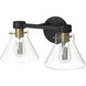 Willow Creek 2 Light 17 inch Matte Black Bath Bar Wall Light