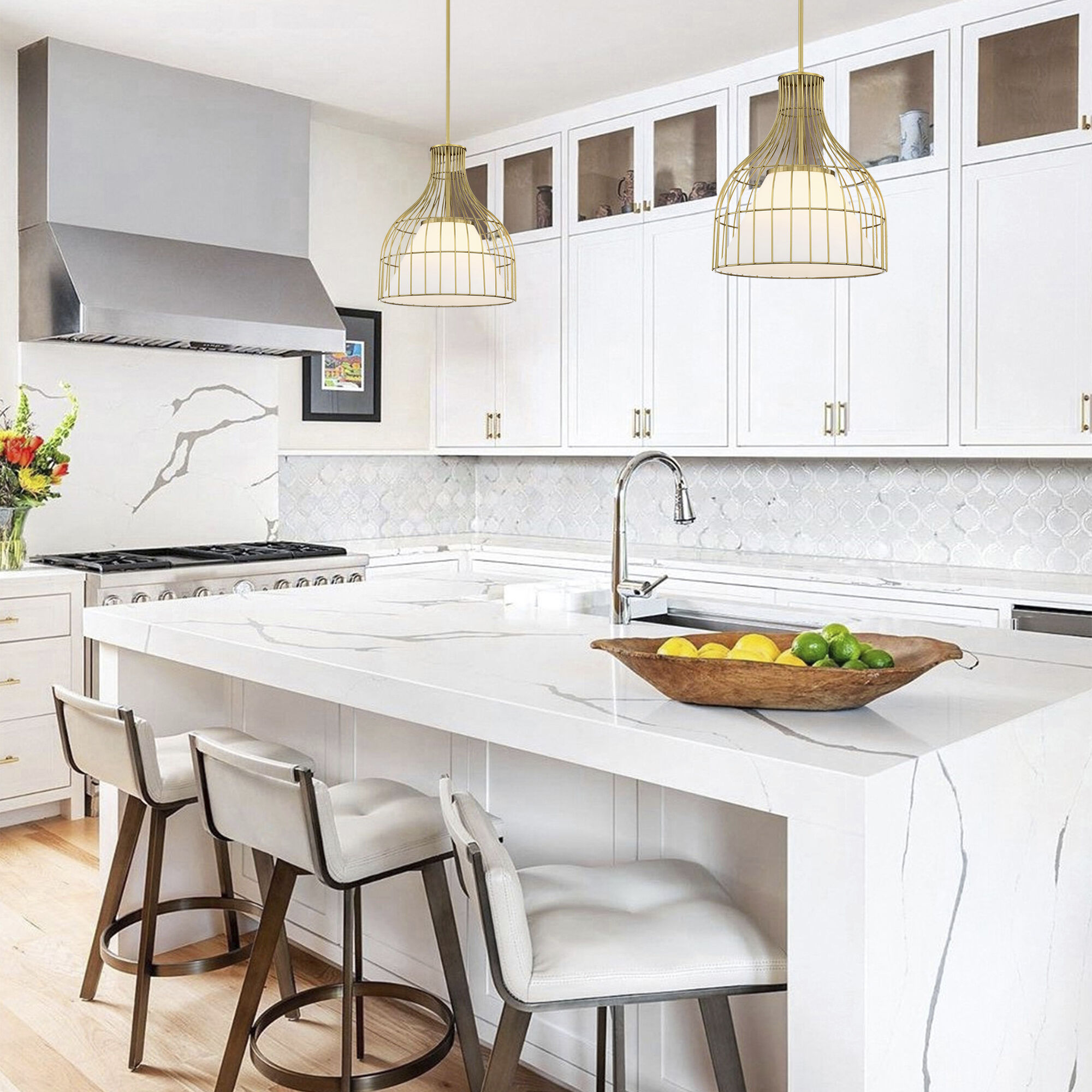 Evensong LED 15.75 inch Brushed Gold Pendant Ceiling Light