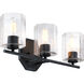 Haven 3 Light 24 inch Matte Black Vanity Light Wall Light