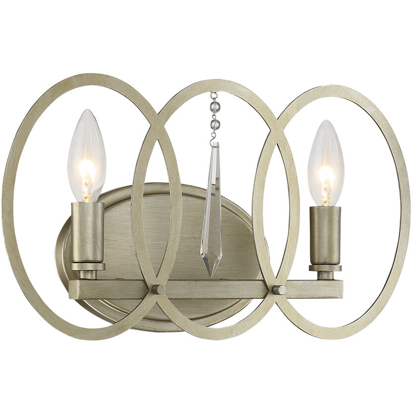 Hutton 2 Light 15.5 inch Sterling Gold Bath Bar Wall Light