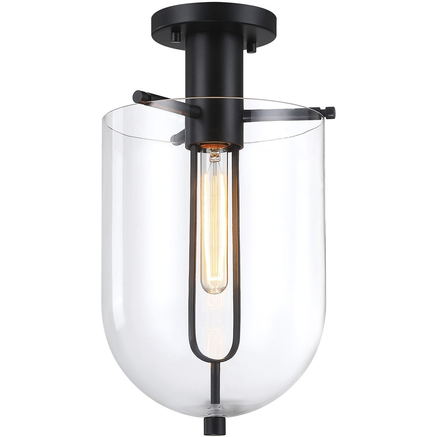 Skylar LED 10 inch Matte Black Semi-Flush Mount Ceiling Light