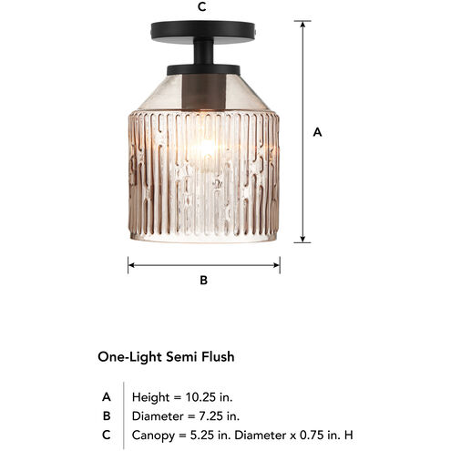 Ele 1 Light 7.25 inch Matte Black Semi-Flush Mount Ceiling Light