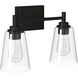 Westin 2 Light 15 inch Matte Black Bath Bar Wall Light 