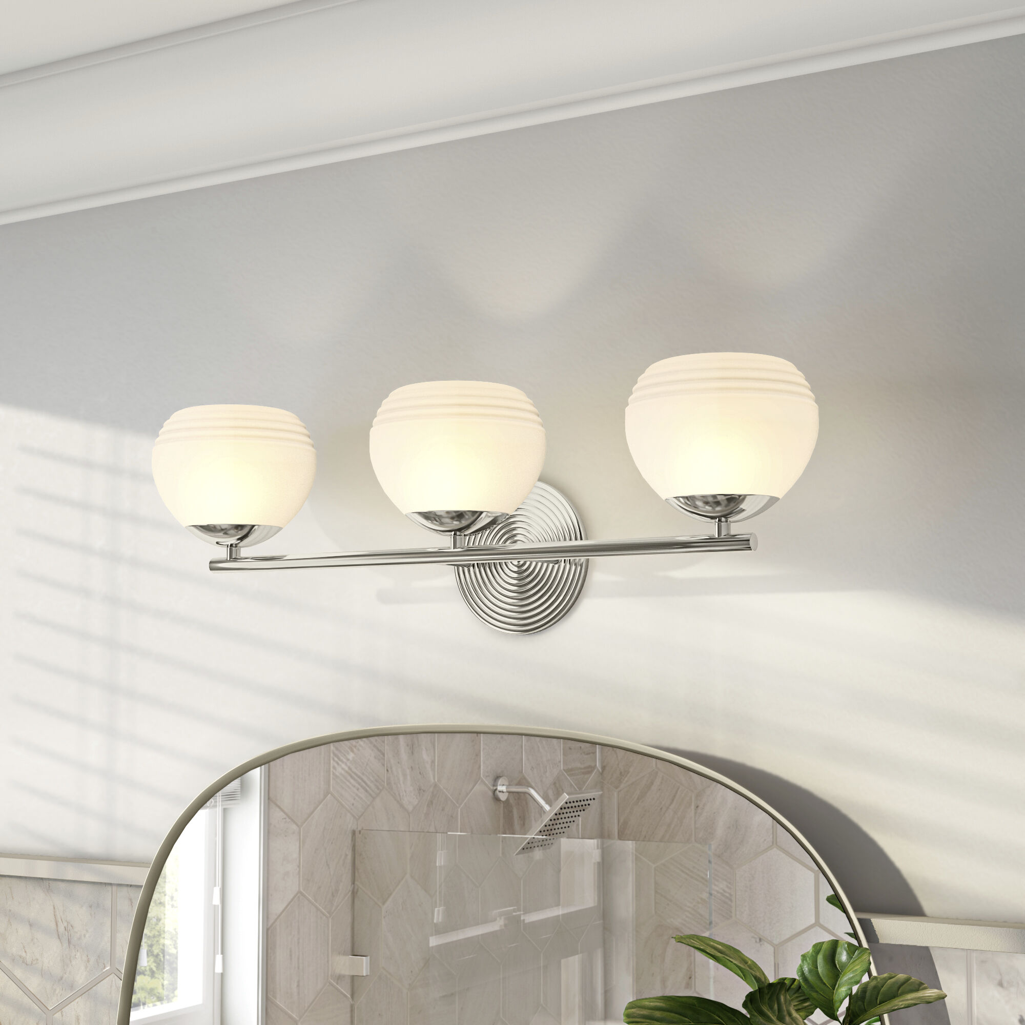 Moon Breeze 3 Light 25 inch Polished Nickel Vanity Light Wall Light