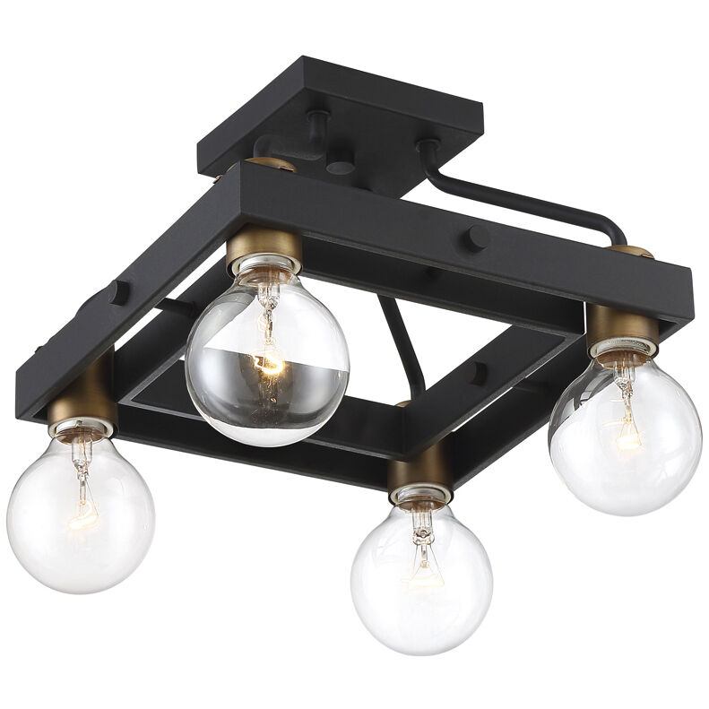 Ravella 4 Light 12 inch Black Semi-Flush Ceiling Light