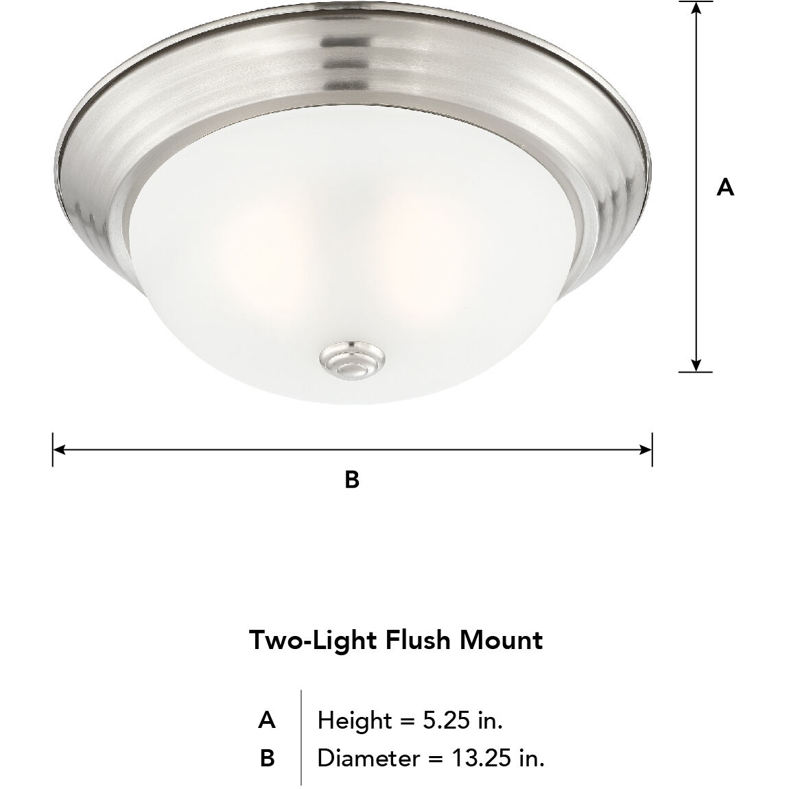 Decorative 2 Light 13 inch Satin Platinum Flushmount Ceiling Light in Etched, Medium