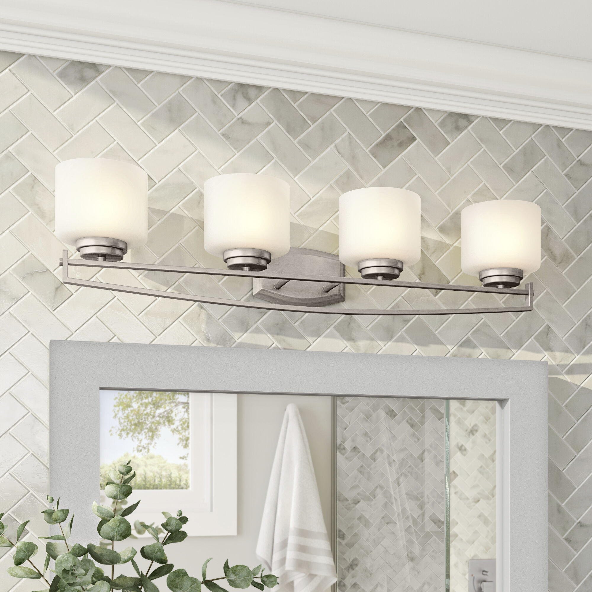 Axel 4 Light 33 inch Satin Platinum Bath Bar Wall Light