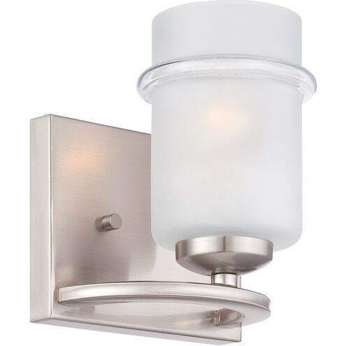 Piazza 1 Light 6 inch Satin Platinum Wall Sconce Wall Light in Frosted White