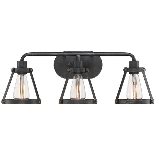 Wicker Park 3 Light 24.25 inch Weathered Pewter Bath Bar Wall Light