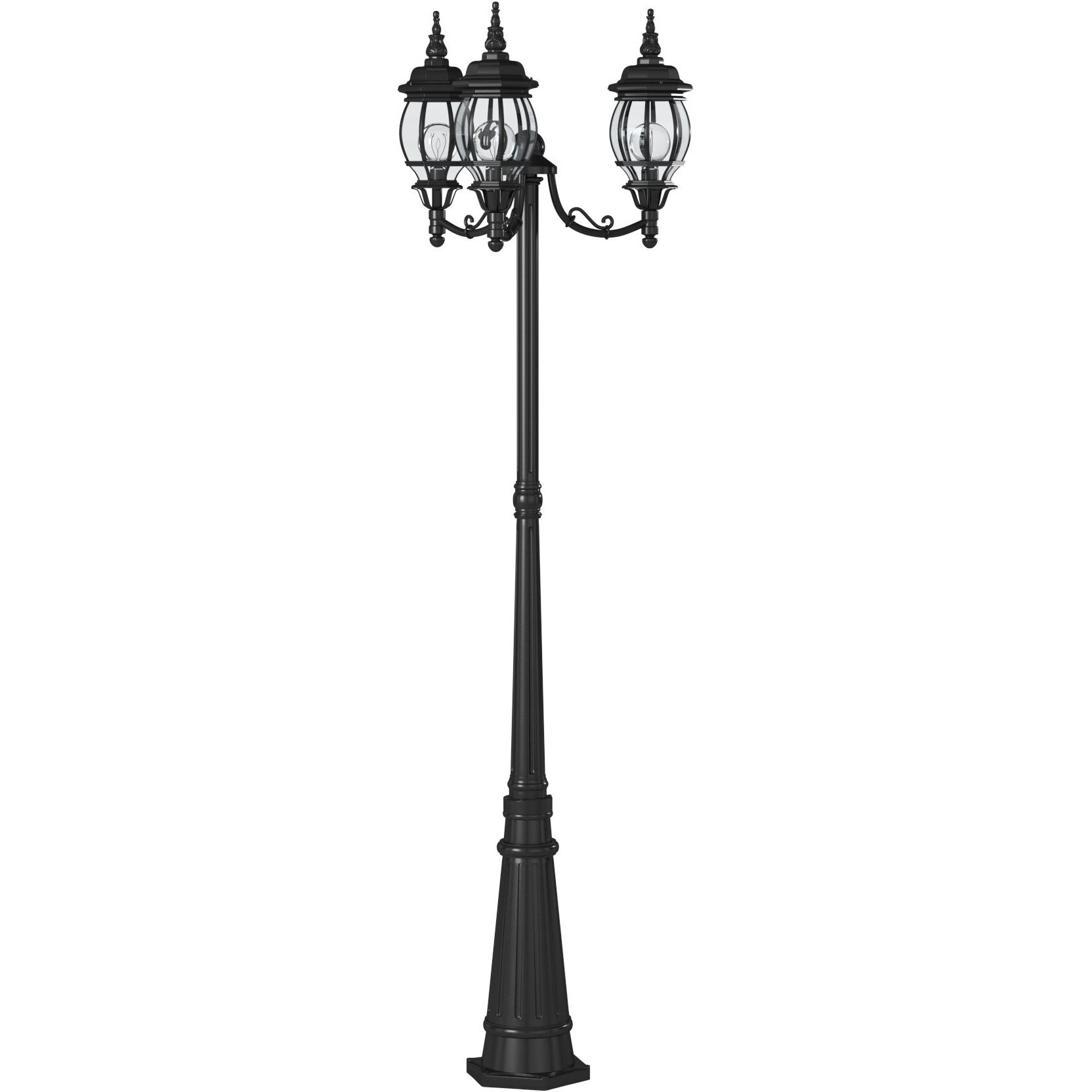 Riviera 3 Light 85 inch Black Outdoor Post Lantern, Post Included