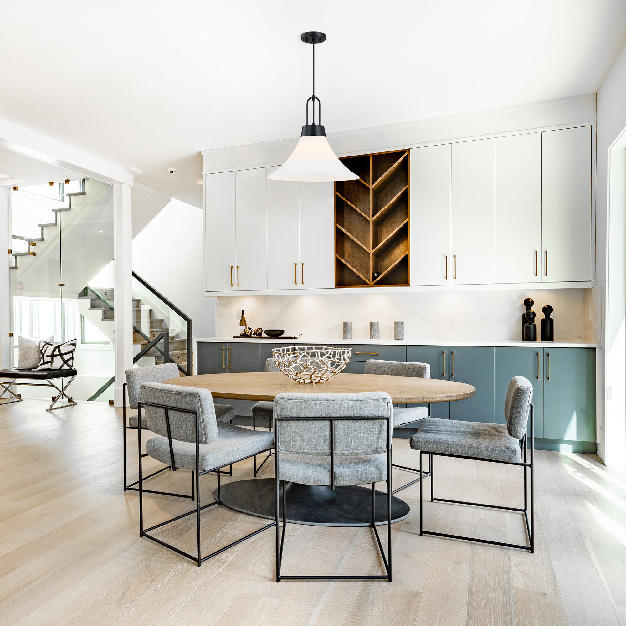 Evergreen Oasis LED 18 inch Matte Black Down Pendant Ceiling Light