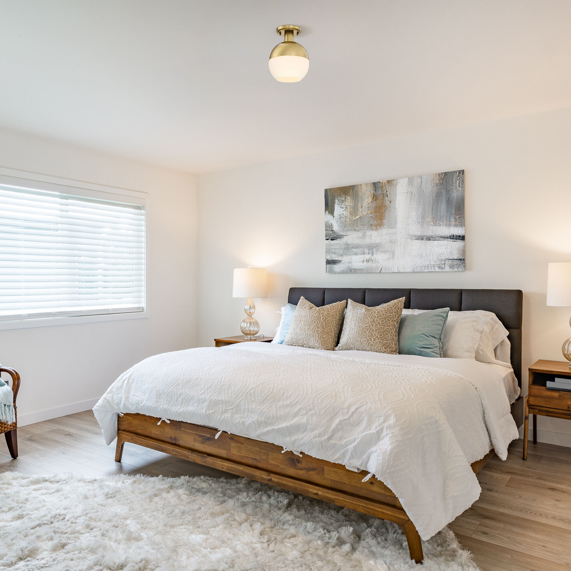 Linden 1 Light 8 inch Brushed Gold Semi Flush Mount Ceiling Light