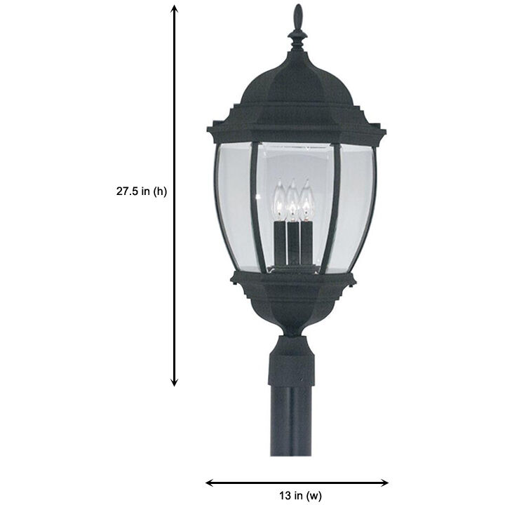 Tiverton 3 Light 28 inch Black Outdoor Post Lantern