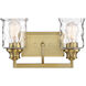 Drake 2 Light 15 inch Brushed Gold Bath Bar Wall Light