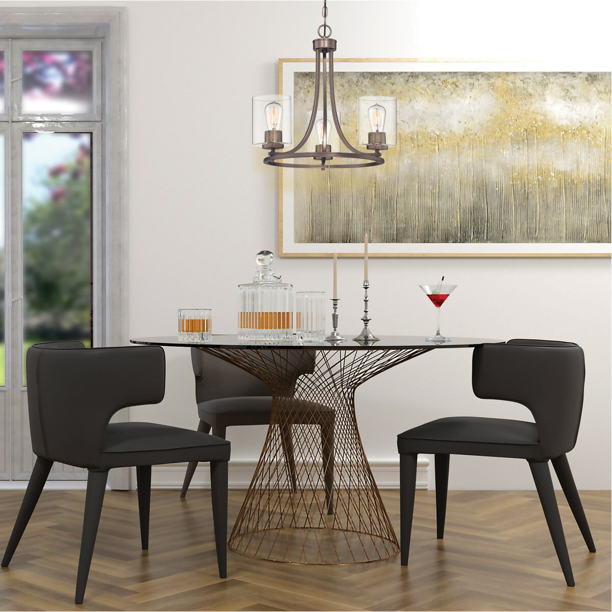 Designers Fountain Liam 3 Light Satin Copper Bronze Transitional Chandelier 93083 SCB