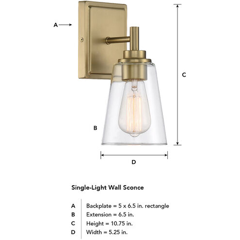 Westin 1 Light 7 inch Brushed Gold Vanity Light Wall Light