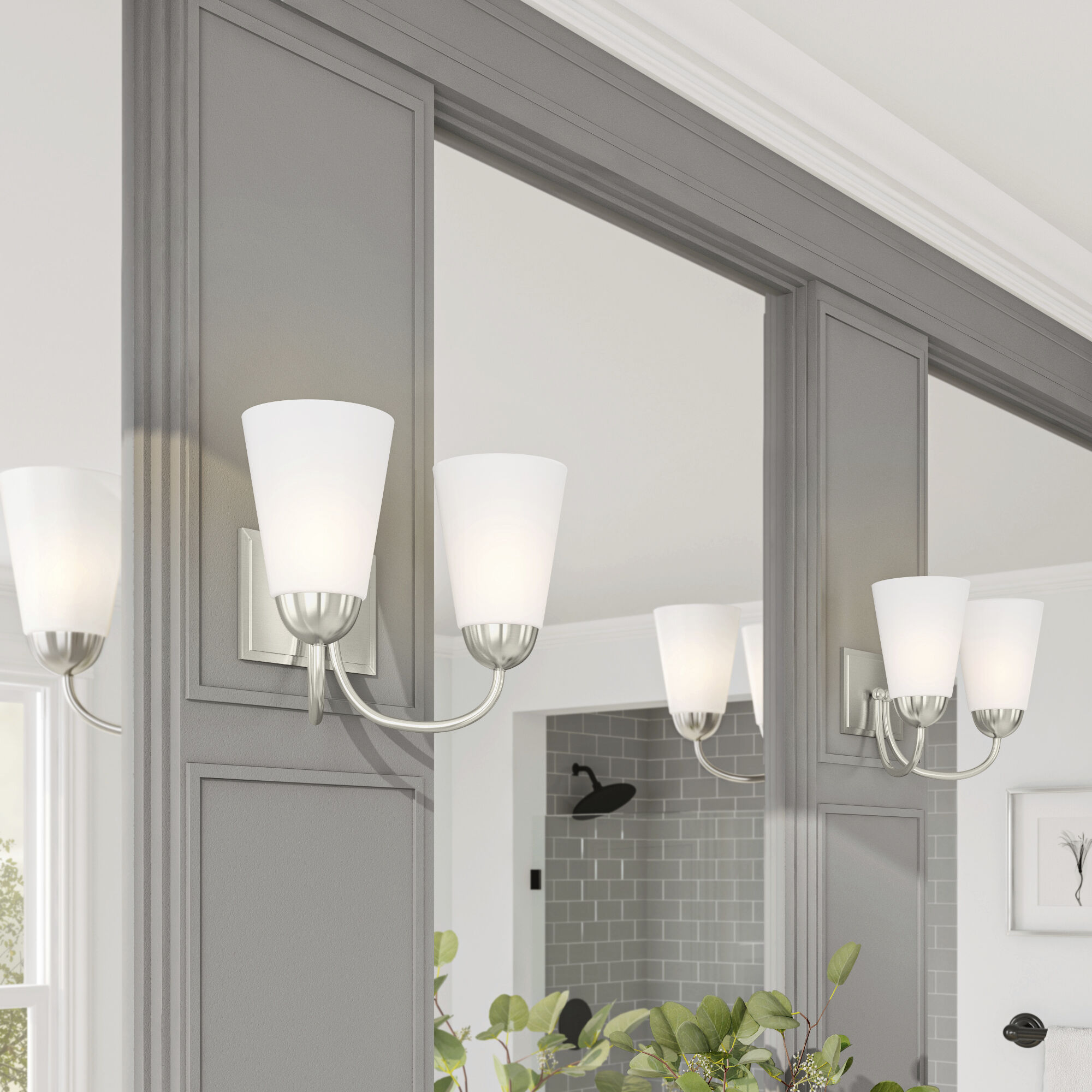 Malone 2 Light 13 inch Brushed Nickel Vanity Light Wall Light