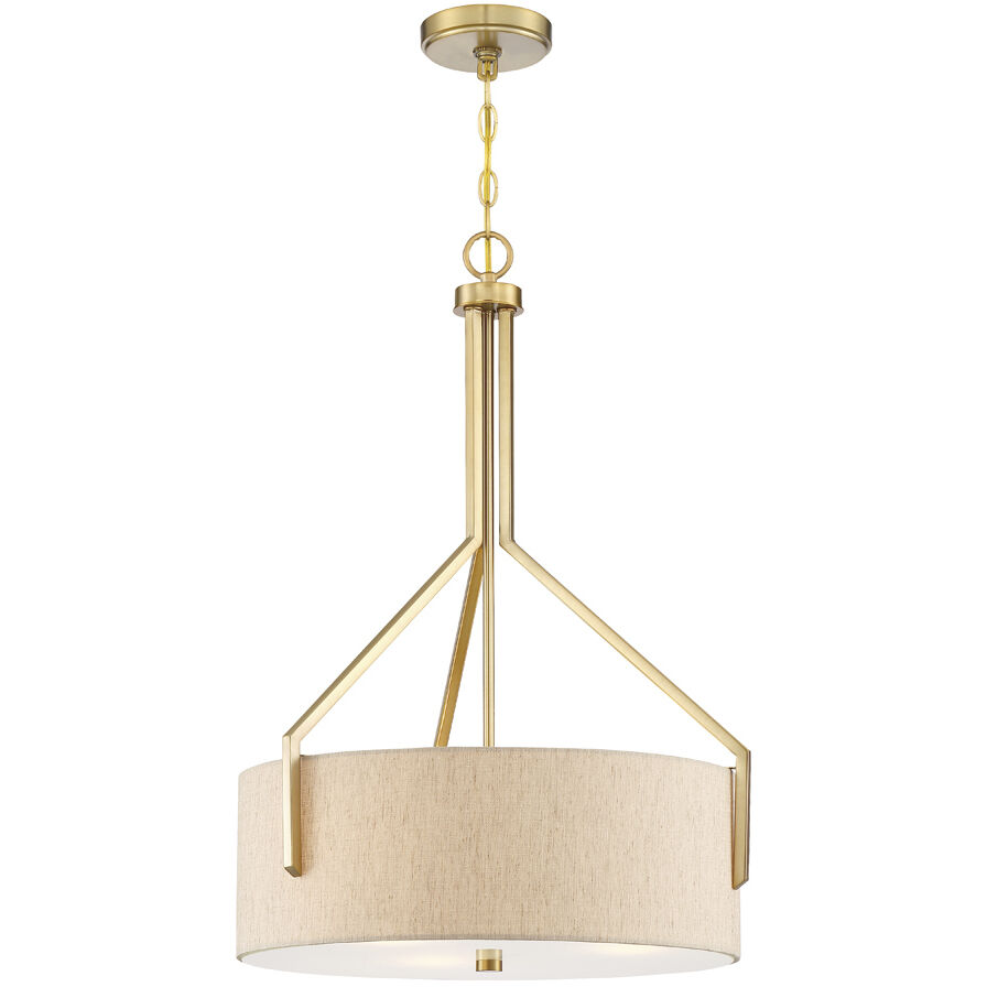 Elara 3 Light 20 inch Brushed Gold Pendant (Inverted) Ceiling Light