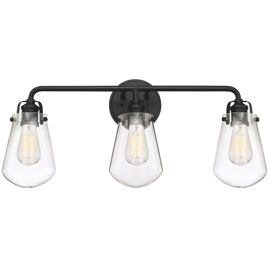 Elliott 3 Light 24 inch Matte Black Bath Bar Wall Light