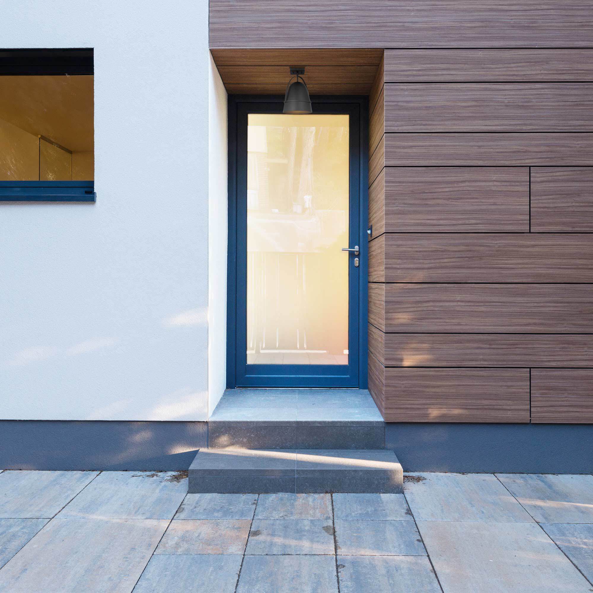 Rue 1 Light 9.5 inch Black Semi-Flush Mount Ceiling Light