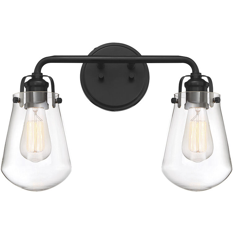 Elliott 2 Light 16 inch Matte Black Bath Bar Wall Light