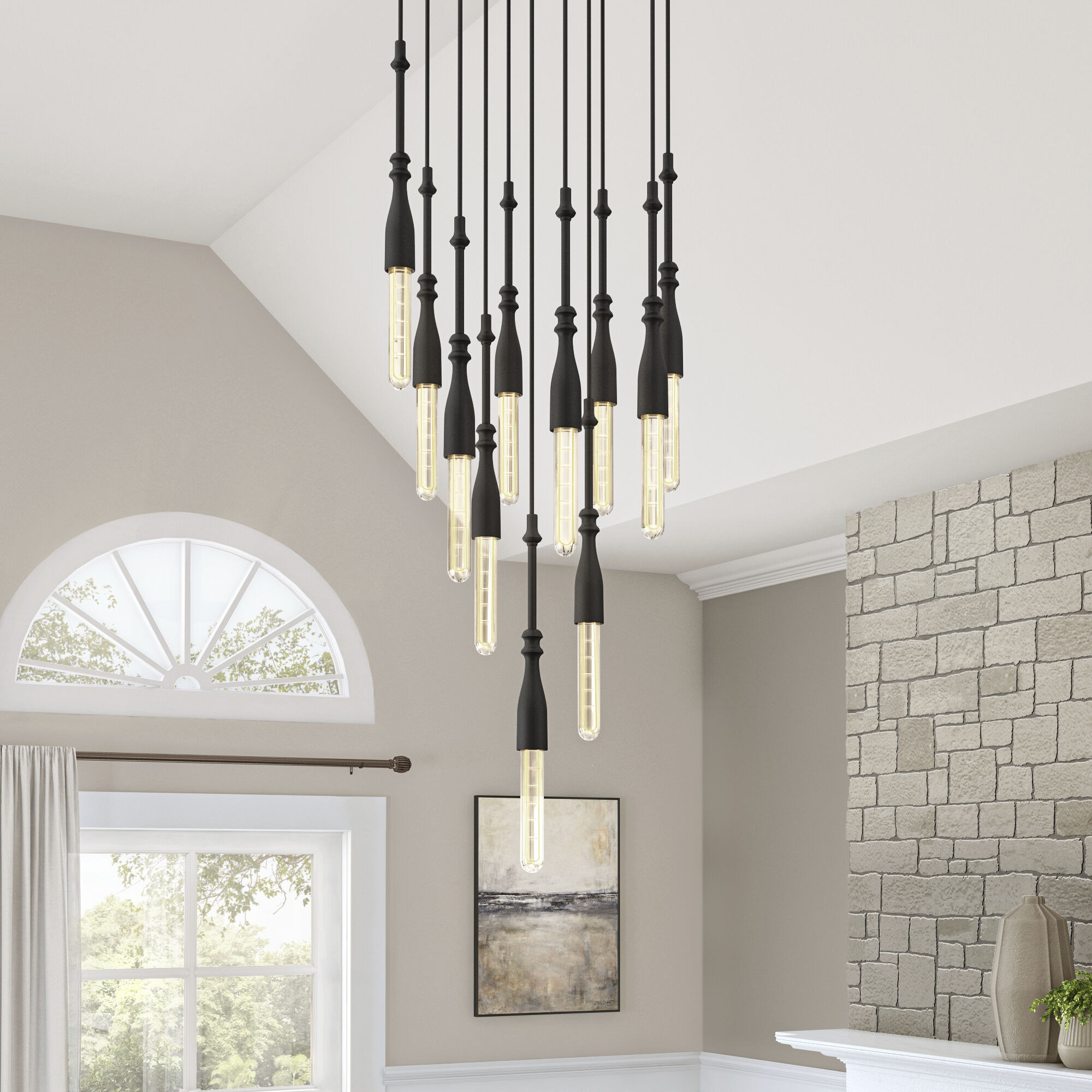Designers Fountain D231M 11CH MB 11 Light Chandelier Louise Matte Black