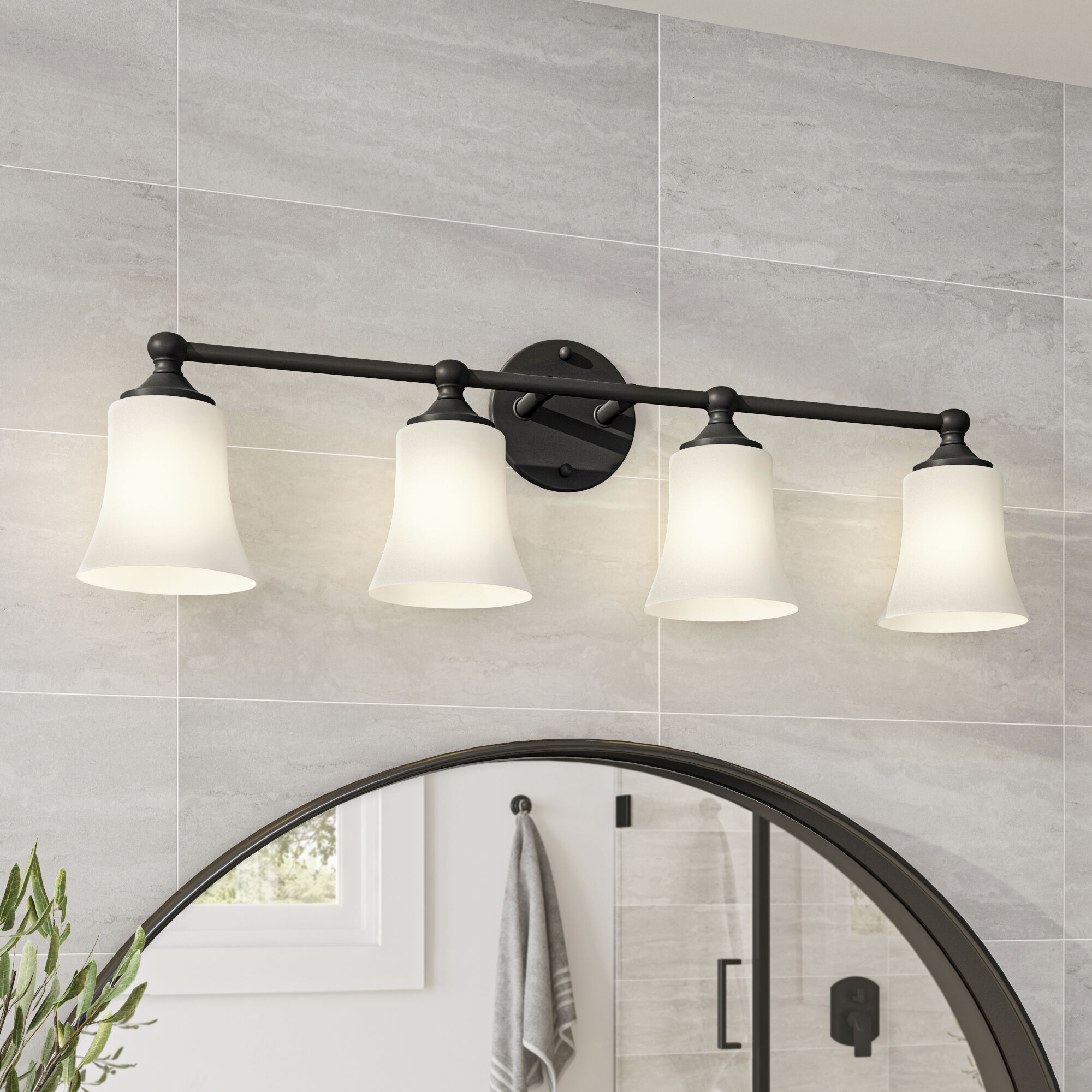 Bronson 4 Light 32 inch Matte Black Vanity Light Wall Light