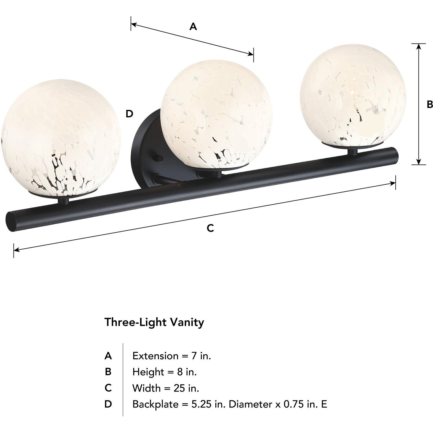 Crown Heights 3 Light 25 inch Matte Black Vanity Light Wall Light in White